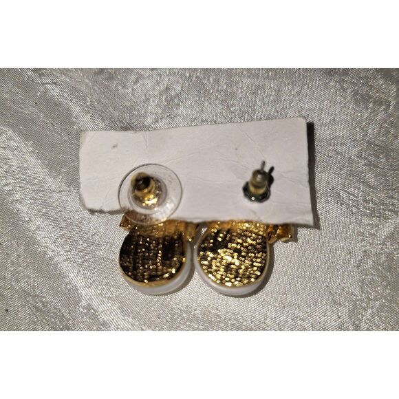 Avon Vintage Women's Earrings Pear Shaped Pierced Glass Pearl Elegant Gold Tone - Picture 4 of 7